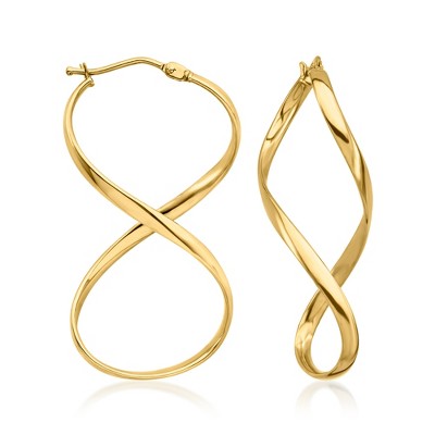 Ross-Simons Italian 18kt Yellow Gold Figure-8 Hoop Drop Earrings