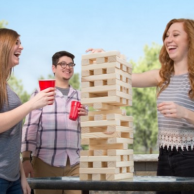 Giant Natural Pinewood Outdoor Tower Stacking Game with Carry Case