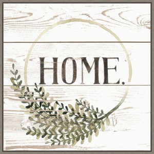 Amanti Art 22" x 22" Family Farmhouse I by Grace Popp Framed Canvas Wall Art Gray Wash : Modern Botanical Lithograph with Sawtooth Back - 1 of 4