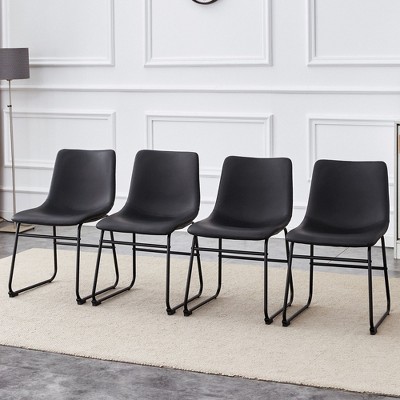 CAVINAS 18.11" Minimalist Dining Chairs,Set of 4,Modern PU Chairs with Upholstered Backrest and Metal Legs,Dining Furniture Chair