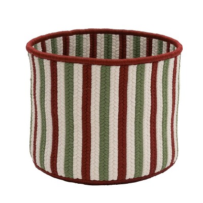 Colonial Mills Comet Stripe Christmas Basket - Red Multi 12"x12"x8" 100% Polypropylene  Round