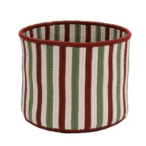 Colonial Mills Comet Stripe Christmas Basket - Red Multi 12"x12"x8" 100% Polypropylene  Round - 1 of 4