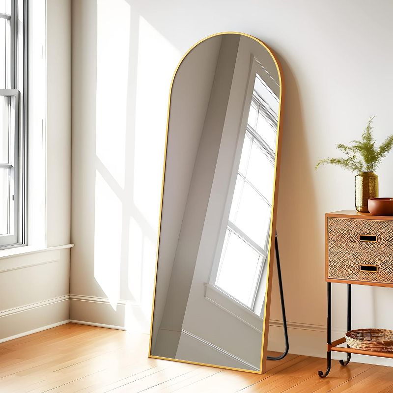 Muse 63" Height x 20" Width Oversize Arch Crowned Top Full Length Floor Mirror with Stand,Large Arched Wall Mirror-The Pop Home, 2 of 11