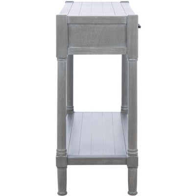 Elegant Whitewashed Grey 40" Metal & Wood Console Table with Storage