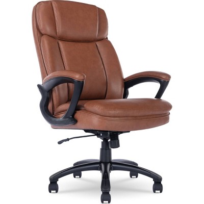 Cognac Faux Leather High Back Executive Swivel Chair