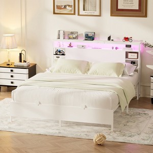 Aheaplus Bed Frame with Charging Station and RGB LED Lights - 1 of 4