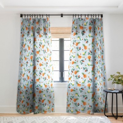 Ninola Design Citrus fruits Summer Blue 84" x 50" Single Panel Sheer Window Curtain - Deny Designs