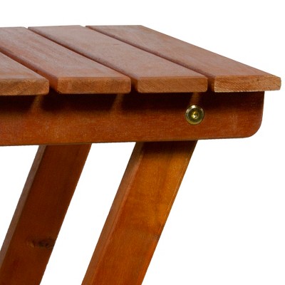 Light Brown Acacia Wood Outdoor Folding Accent Table, 26" Height