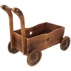 VisioGear Wooden Wagon Planter Box, Mobile Garden Planter with Wheels, Decorative Flower Planter for Indoor & Outdoor, Brown, 26.5"*14.1"*21.2" - 2 of 4