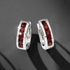 Ross-Simons 0.70 ct. t.w. Garnet Huggie Hoop Earrings in Sterling Silver - 3 of 4