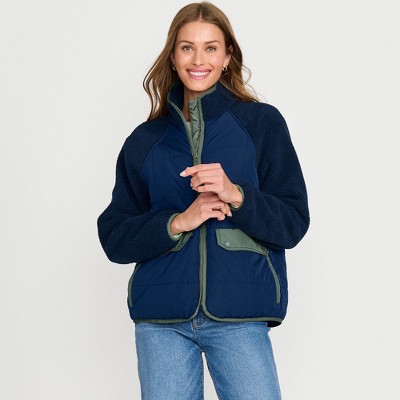 Lands' End Women's Mixed Media High Pile Fleece Jacket
