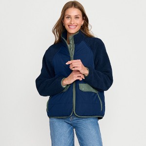 Lands' End Women's Mixed Media High Pile Fleece Jacket - 1 of 4