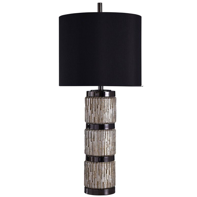 Transitional Distinctive Vertical Stone Slat with Black Chrome Metal Table Lamp - StyleCraft, 1 of 5
