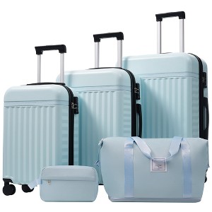MOEPISY Luggage Set 5 Piece, Hardside Carry on Suitcase, Expandable Luggage with Travel Bags Spinner Wheels TSA Lock Light Blue - 1 of 4