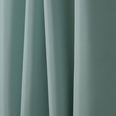 Spa Blue Polyester Light-Filtering Grommet Curtain Panels, Set of 2