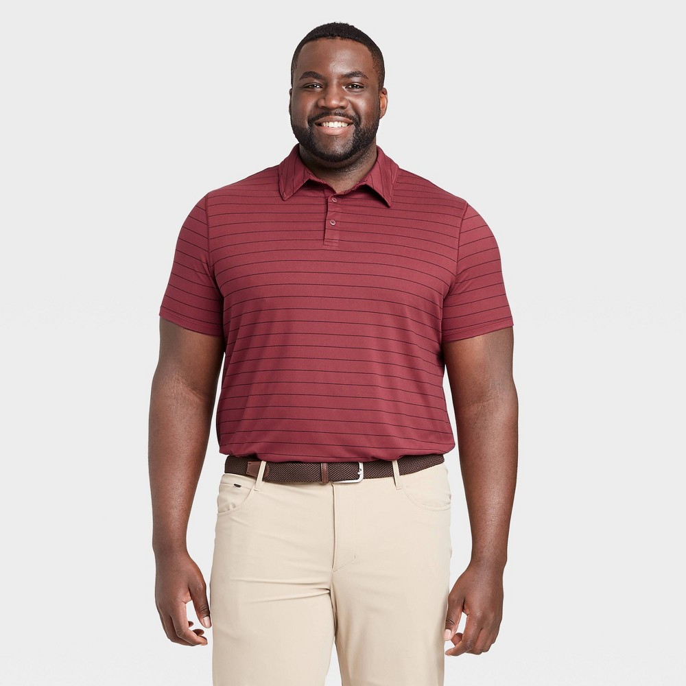 Men's Striped Golf Polo Shirt - All in Motion Red XXL was $24.0 now $12.0 (50.0% off)