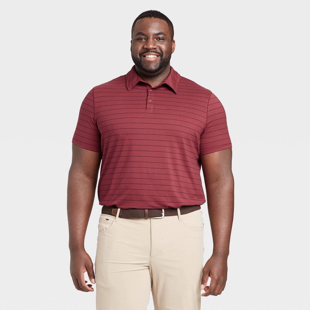 Men's Striped Golf Polo Shirt - All in Motion Red XL was $24.0 now $12.0 (50.0% off)