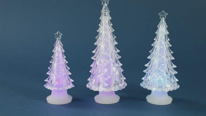 Northlight LED Lighted Color Changing Acrylic Christmas Tree Decorations - 8.5" - Set of 3, 2 of 7, play video