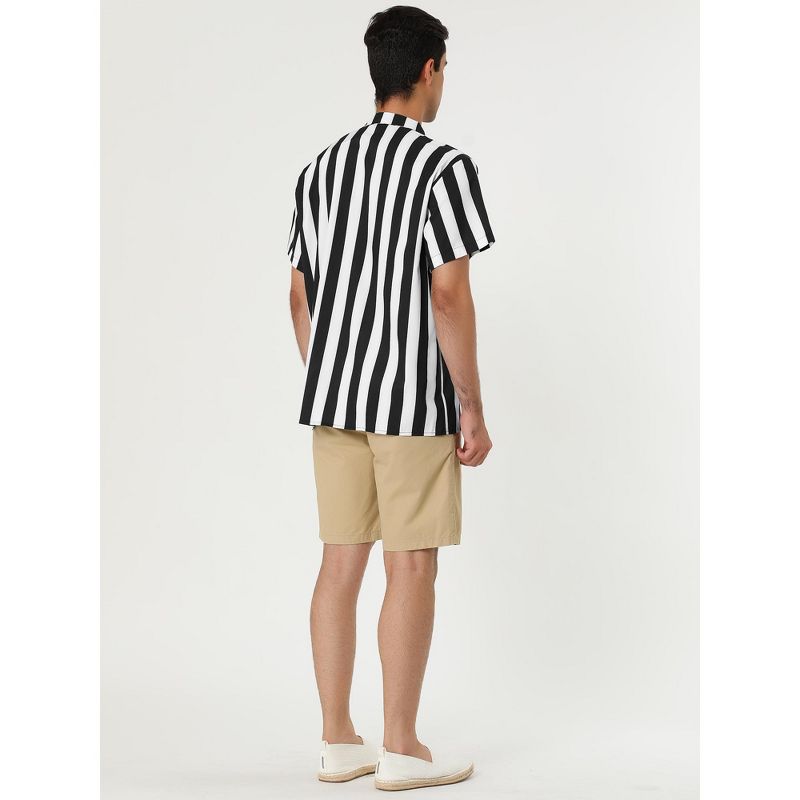Lars Amadeus Men's Summer Striped Shirts Short Sleeves Button Down Beach Color Block Shirt, 5 of 7