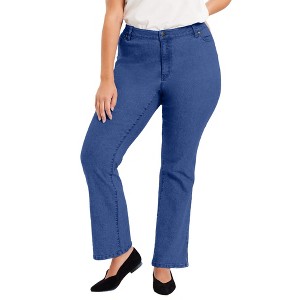 June + Vie by Roaman's Women's Plus Size Curvie Fit Bootcut Jeans - 1 of 4