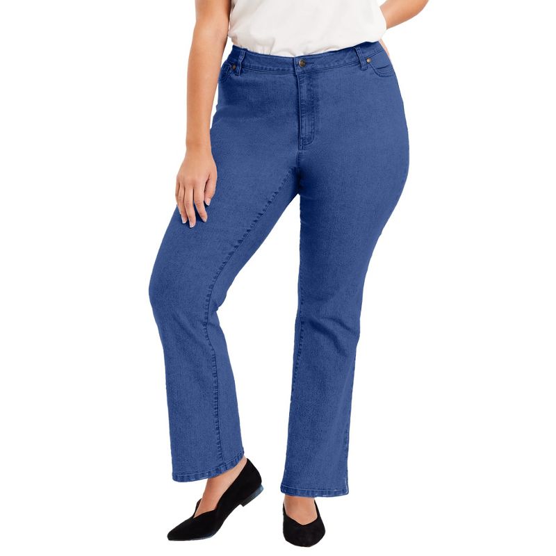 June + Vie by Roaman's Women's Plus Size Curvie Fit Bootcut Jeans, 1 of 2