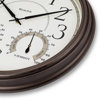 20" Bronze Round Analog Indoor/Outdoor Wall Clock with Glass Face