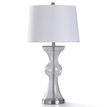 Clear Seeded Glass and Brushed Nickel Metal Table Lamp - StyleCraft