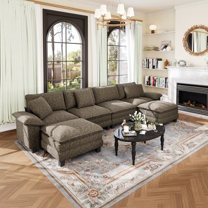 Captiva Designs Cloud Modular Sectional Sofa, 157.5" U-Shaped 6-Seater Couch with Ottomans - 1 of 4