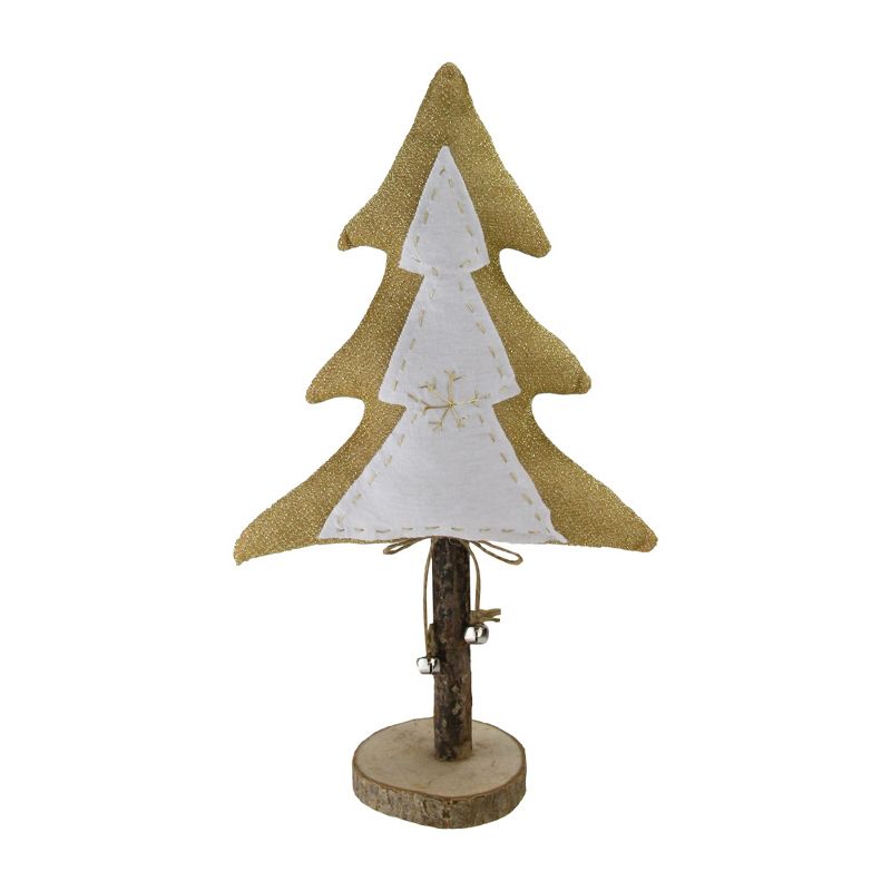 Northlight 16” White and Gold Christmas Tree With Bells Tabletop Decor, 1 of 5