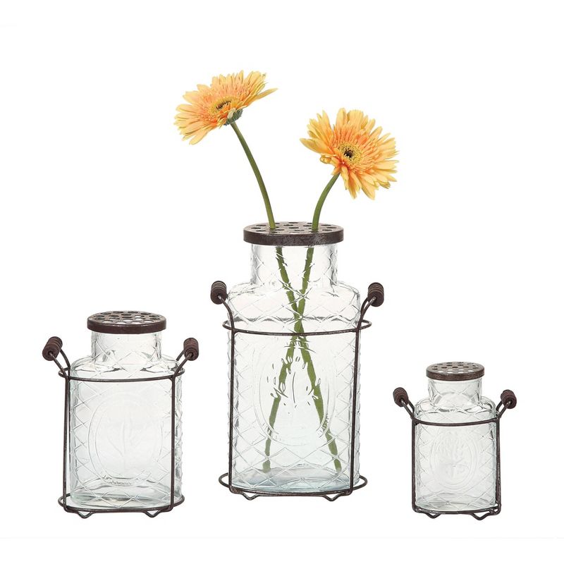 Glass Vase with Metal Flower Lid 10.5&#34; - Storied Home, 3 of 8