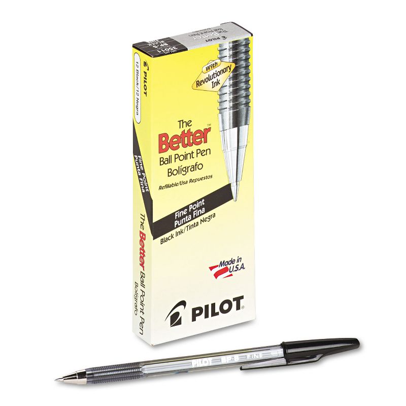 Pilot Better Ball Point Stick Pen Black Ink .7mm Dozen 35011, 1 of 3