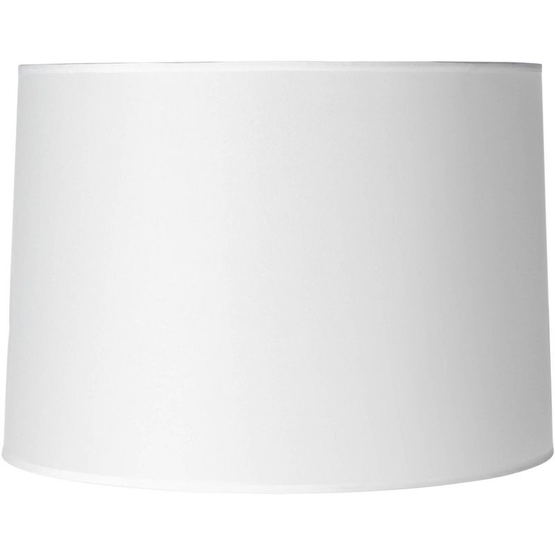 Springcrest Hardback White Medium Drum Paper Lamp Shade 15" Top x 16" Bottom x 11" Slant x 11" High (Spider) Replacement with Harp and Finial, 1 of 10