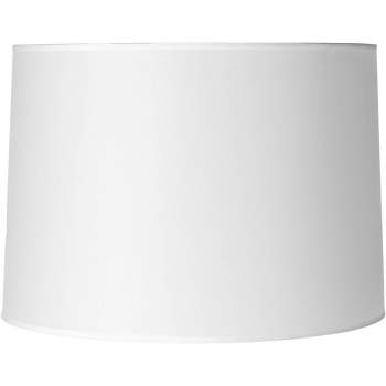 Springcrest Hardback White Medium Drum Paper Lamp Shade 15" Top x 16" Bottom x 11" Slant x 11" High (Spider) Replacement with Harp and Finial