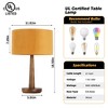 18.5" Walnut Tapered Wood Table Lamp with Velvet Drum Shade for Bedside, Living Room, Reading Corner, Café, Guest Lounge, or Hotel Room - 2 of 4