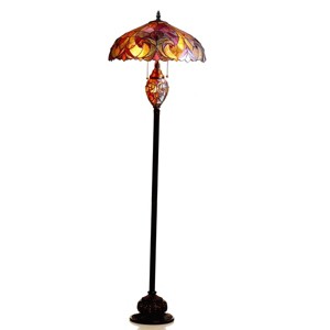 Chloe Lighting Liaison Tiffany-Style 3 Light Victorian Double Lit Floor Lamp 18" Shade - 1 of 2