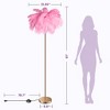 EasyinBeauty Natural Ostrich Feather Floor Lamp, Modern Standing Lamp with Foot Switch, Cozy Lighting for Princess Girl Bedroom, Reading Corner - Pink - 3 of 4