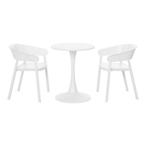 WestinTrends Playa 3-Piece Indoor Outdoor Metal Patio Dining Table Set With Stackable Patio Chairs - 1 of 4