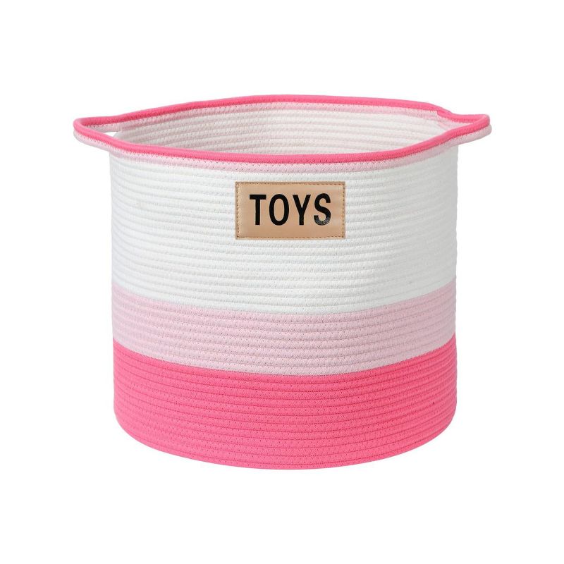 Midlee Pink Toys Cotton Rope Basket- 3 Tone- Nursery Dog Kids Baby Woven Storage Bin Organizer, 1 of 8