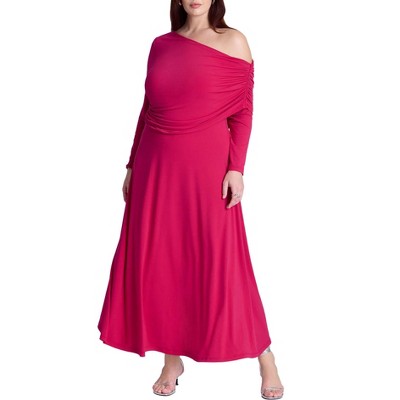 ELOQUII Women's Plus Size Knit Shirred Dress