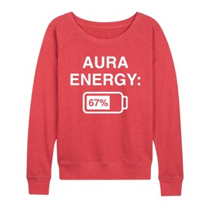 Women's - Instant Message - Aura Energy 67 Lightweight French Terry Wide Neck Long Sleeve Graphic Shirt - 1 of 4
