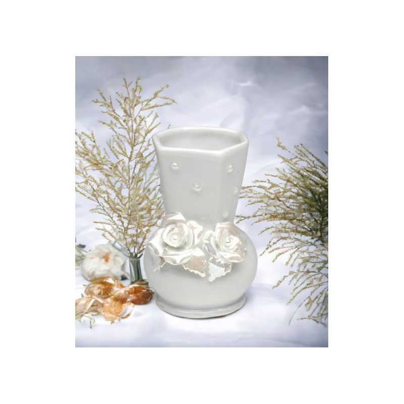 Kevins Gift Shoppe Ceramic White Rose Vase, 3 of 4