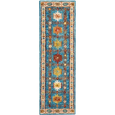 Teal Elegance Hand-Tufted Wool Runner Rug 27" x 90"