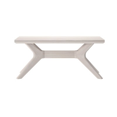 White Sand Solid Wood Cross Leg Rectangular Coffee Table, 40 Inch