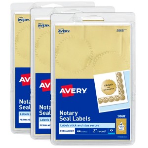 Avery Notary Seal Labels, 2" Diameter, Printable Gold Certificate Seals, Inkjet, 3-Pack, 132 Gold Seals Total (35868) - 1 of 4