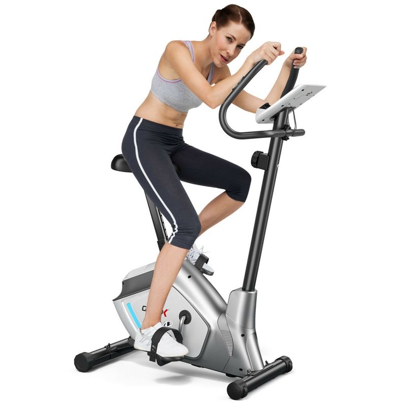 Costway Magnetic Exercise Bike Upright Cycling Bike w/ LCD Monitor & Pulse Sensor, 1 of 11