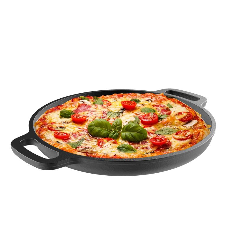Hastings Home 13.5" Durable Cast Iron Pizza Pan for Baking, Grilling or Stovetop Cooking, 2 of 9
