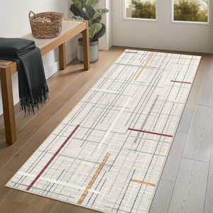 Modern Machine Washable Large Area Rug for Bedroom Minimalist Geometric Carpet Stain Resistant Non Slip Carpet - 1 of 4