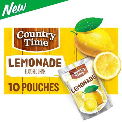 Country Time Lemonade Ready to Drink Flavored Drink Pouches, 10 Ct Box, 6 fl oz Pouches, Liquids, Pack of 4
