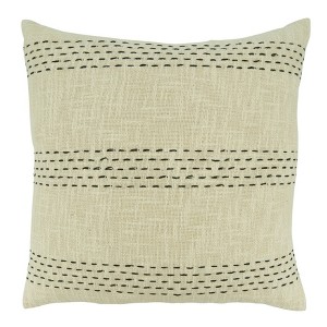 20"x20" Oversize Stitch Line Design Square Throw Pillow Cover Natural - Saro Lifestyle: Zipper Closure, Machine Washable - 1 of 3