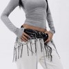 Anna-Kaci Women's Sheer Mesh Sequin Fringe Hip Scarf Belt Wrap with Asymmetrical Hem 59in - Black - 3 of 4